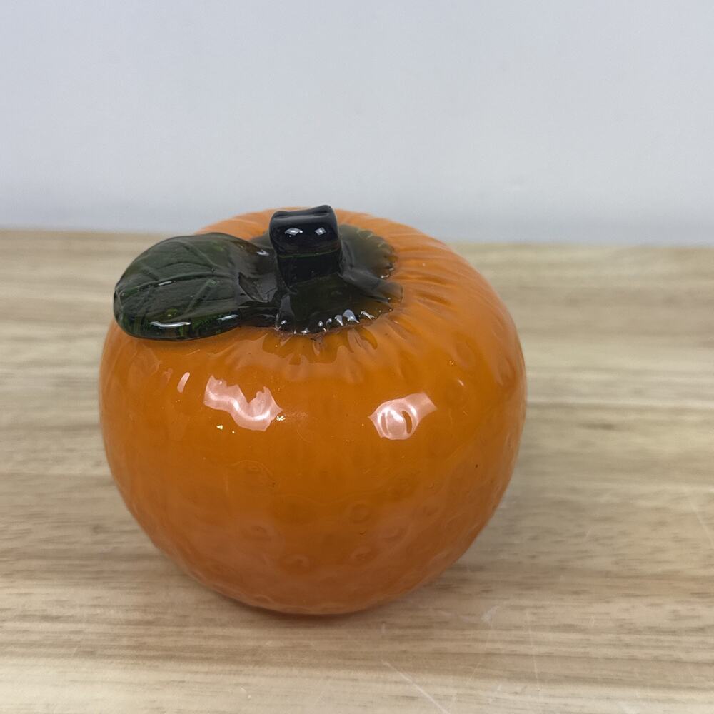 Vintage Glass Orange Fruit Textured Hand Blown Murano Style Mid Century Decor 3”